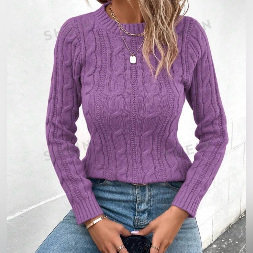 SHEIN Women’s Solid Crew Neck Sweater